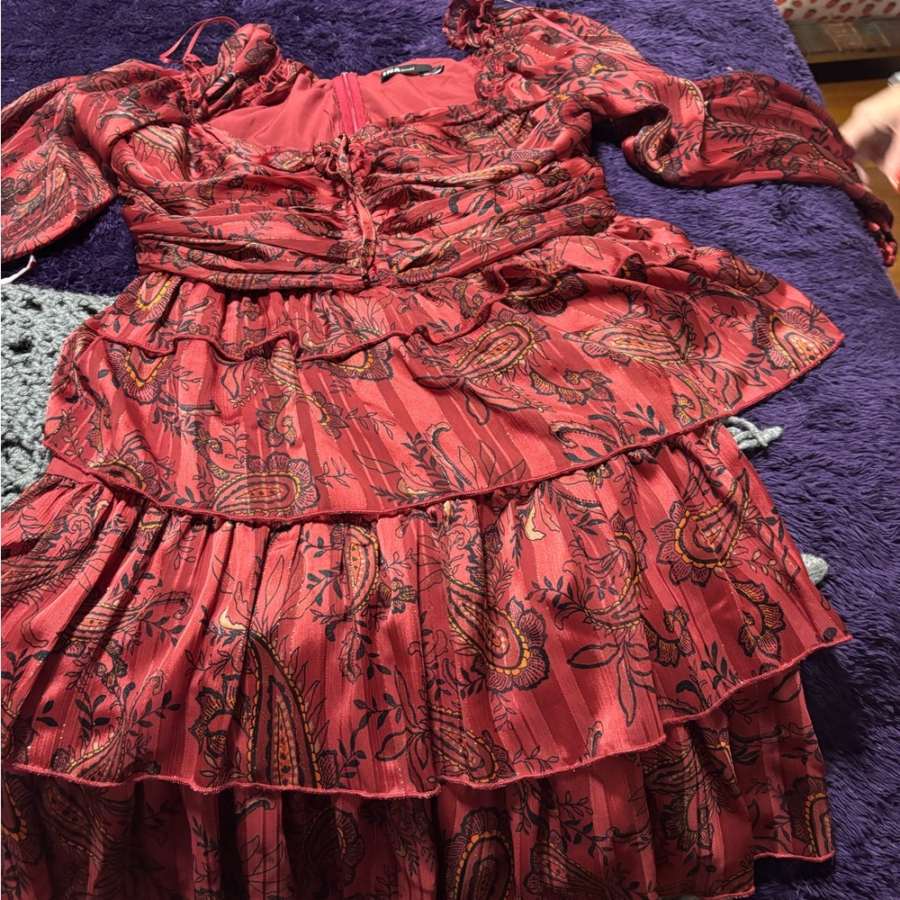 Elegant Paisley Red Dress